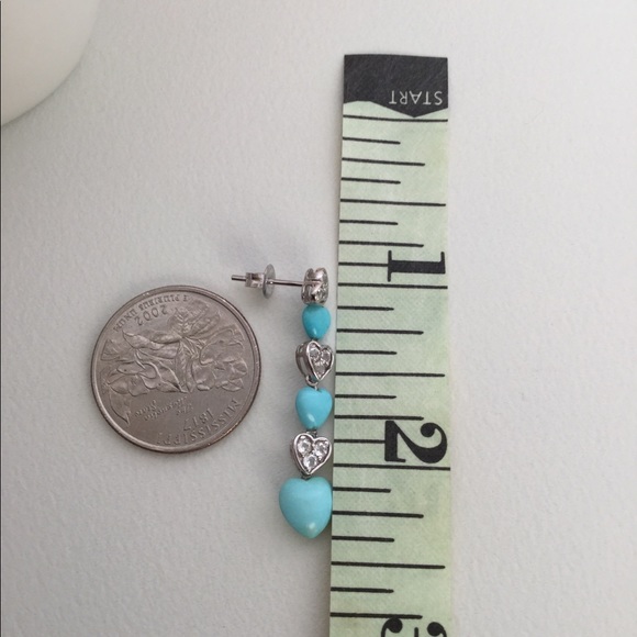 10k TURQUOISE HEART EARRINGS - Picture 2 of 6